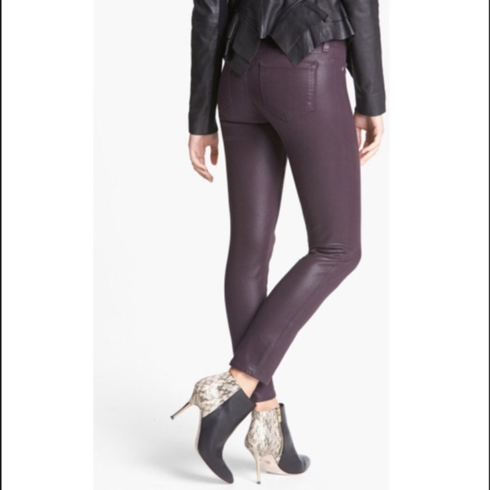 PAIGE Verdugo Ankle Coated Denim Jeans Plum Eggplant Waxed - Size 25